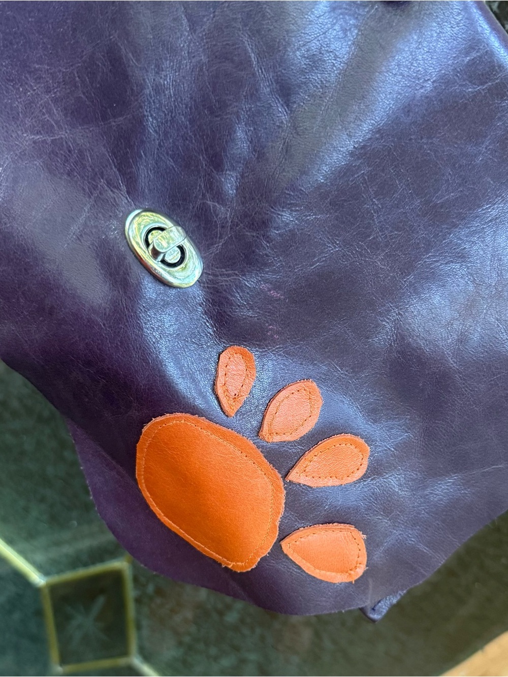 Clemson tiger Crossbody bag with Orange Paw Accent